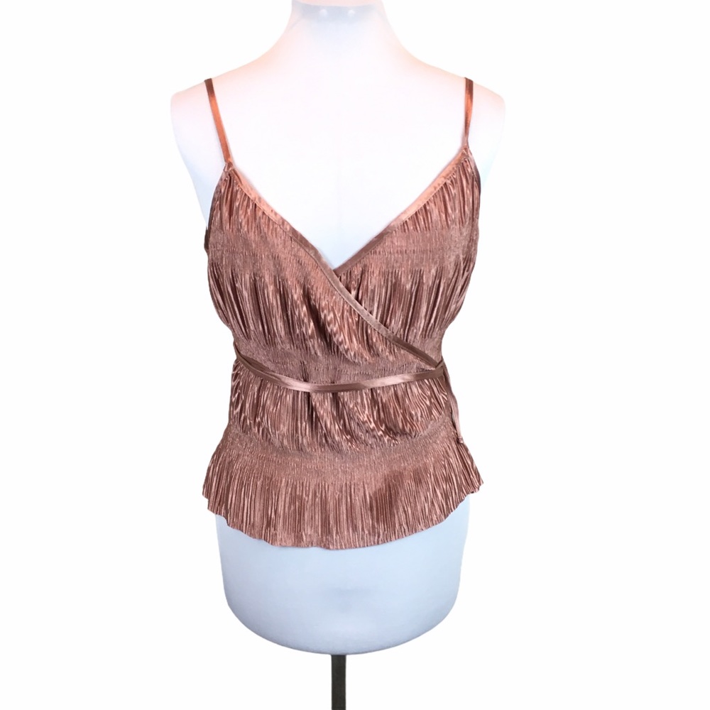 Zara Sz S Mauve rose satin wrap cropped cami top
